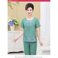 Bộ quần áo nữ mặc ở nhà cho mẹ ( đũi cúc)