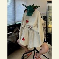 Bộ Quần Áo Nữ Thu Đông Nhẹ Nhàng Xinh Xắn Phong Cách Xinh Xắn Mát Mẻ Dễ Phối Cổ Tròn