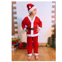 Bộ quần áo ông già Noel kèm đai mũ chất nhung dày mềm
