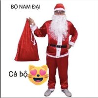 Bộ quần áo ông già noel nỉ ( râu nón và thắt lưng túi quà...)