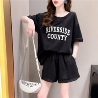 Bộ Quần Áo Phông Cổ Tròn Cộc Tay Kèm Quần Short Ống Rộng RiverSide 2 Màu X129