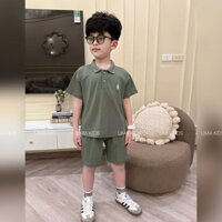Bộ quần áo polo bé trai UMA KIDS phối hình thêu ngựa hot trend chất poly dệt kim cao cấp UMK08
