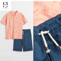 Bộ quần áo polo cam chính hãng HM, bộ quần áo é rai Auth 1-4 tuổi