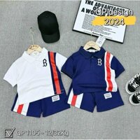 Bộ quần áo polo thể thao chữ B cotton size 10-28kg