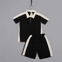 Bộ Quần Áo Polo Thể Thao Phối Màu Nam, Nữ Kết Hợp Khóa Kéo Chất Liệu Cotton Mát Mẻ Thời Trang