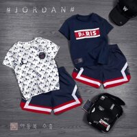 Bộ quần áo PSG 2 màu Trắng- Xanh phối quần sành điệu, cực hot mùa hè cho bé trai (10-40kg) SHOP BÉ TÔM KIDS