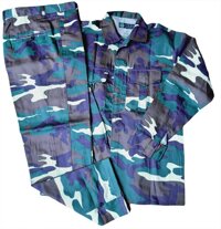 Bộ quần áo rằn ri xanh nhạt- vải kaki Nam Định