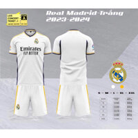 Bộ quần áo Real Madrid sân nhà 23/24 - Trắng - Nhận in ấn quần áo miễn phí