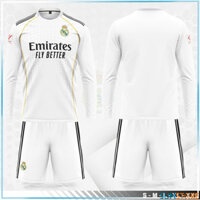 Bộ Quần Áo Real Madrid Trắng Dài Tay 2025
