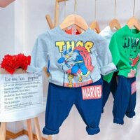 Bộ quần áo siêu nhân cotton co dãn dầy dặn 7-24kg