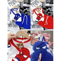 Bộ quần áo siêu nhân người nhện bé trai Bộ cộc tay, xát nách cotton co giãn