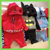 Bộ Quần Áo Siêu Nhân Người Nhện Dài Tay Thu Đông Cho bé size từ 8kg đến 15kg chất da cá đẹp có  kèm mặt nạ mũ trùm