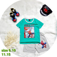 Bộ Quần Áo Siêu Nhân Tay Ngắn Thun Cotton Mặc Mát Bé Trai 10-40kg