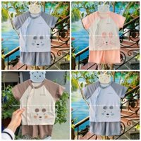 Bộ quần áo sơ sinh cộc tay cài lệch Goodmama hoạ tiết đáng yêu size 0-6 tháng