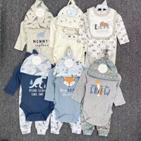 Bộ quần áo sơ sinh dài tay 3 chi tiết - Set Quần Áo Mũ cho bé sơ sinh
