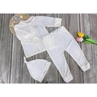 Bộ quần áo sơ sinh kèm mũ và bao tay bao chân cho bé trai bé gái, chất cotton mềm mát - Vải Cotton