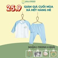 Bộ quần áo sơ sinh Mompa 0-9 tháng vải sợi tre bamboo dài tay cúc giữa mềm co giãn 013