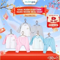 Bộ quần áo sơ sinh Mompa 0-9 tháng vải sợi tre bamboo dài tay cúc giữa mềm co giãn 013