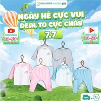 Bộ quần áo sơ sinh Mompa 0-9 tháng vải sợi tre bamboo dài tay cúc giữa mềm co giãn 013