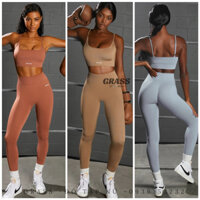 Bộ quần áo tập gym và yoga BT Awaken áo 2 dây + quần chun mông cao cấp siêu thấm hút mồ