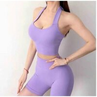 bộ quần áo tập gym yoga nữ chất dệt kim (kèm mút) cột nơ siêu xinh