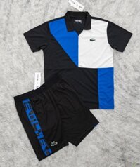 Bộ Quần Áo Tennis Lacoste Djokovic Blue - Cổ Đen (Form Á)