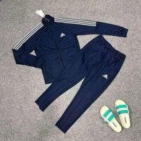 Bộ quần áo thể thao adidas màu xanh sọc ngắn - GT8802