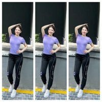 Bộ quần áo thể thao cho nữ có túi chất thun lanh dày dặn co giãn 4 chiều tập gym,yoga,chạy bộ sport