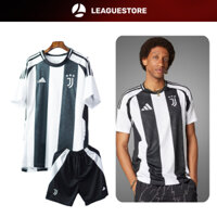 Bộ quần áo thể thao Juventus Leaguestore - đồ đá bóng ngắn tay sân nhà màu trắng đen 24/25 form âu vải thái