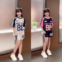 Bộ quần áo thể thao mùa hè bé gái 20-46kg từ 6-16 tuổi số 88. Thoáng mát, mềm mại, thấm hút mồ hôi