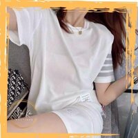 Bộ quần áo thể thao nữ  kẻ tay cá tính