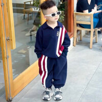 Bộ quần áo thu đông bé trai chất nỉ bông mặt vải cotton