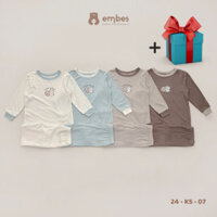 Bộ quần áo thu đông cho bé gái bé trai k, đồ bộ dài tay chất thun hình gấu ôm bóng cho bé từ 8 đến 18kg.(4 màu )