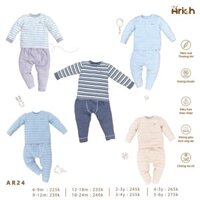 Bộ quần áo thu đông kẻ sọc Arich vải sợi tre (6-9 tháng đến 5-6 tuổi)