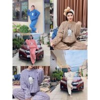 Bộ Quần Áo Thu Đông Nam Nữ In Hình Cún Đáng yêu