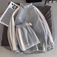 Bộ quần áo thu đông thể thao nam nữ cao cấp,Quần áo nỉ thu đông dài tay màu đen,xám phong cách Hàn Quốc