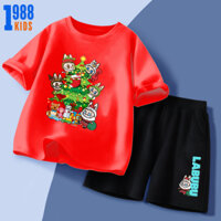 Bộ quần áo thun đón Noel cho Bé trai - bé gái màu đỏ. Set đồ thun Marry Christmass cho bé size 15-40kg