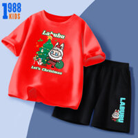 Bộ quần áo thun đón Noel cho Bé trai - bé gái màu đỏ. Set đồ thun Marry Christmass cho bé size 15-40kg