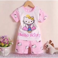 Bộ Quần Áo Thun Lửng Đùi Cotton Bé Gái - Hình Gấu Dễ Thương, Thích Hợp Mặc Nhà