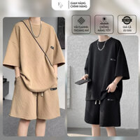 Bộ quần áo thun nam cộc tay chất liệu polyester cao cấp hàn quốc, Set quần áo nam form dáng trẻ trung