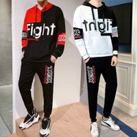 Bộ Quần Áo Thun Nỉ Nam Dài Tay Có Mũ Túi Bụng FIGHT Phối Màu Sành Điệu Zenkonam MEN QA 055