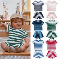 Bộ quần áo trẻ em 0-3 tuổi Áo sọc bé trai + quần