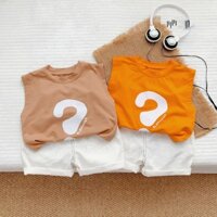 Bộ Quần Áo Trẻ Em Ba Lỗ Dấu Hỏi (Mã DAT017) - Bộ Quần Áo Mùa Hè Bé Trai, Bé Gái