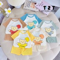 Bộ quần áo trẻ em cộc tay T2T chất tăm lạnh cho bé trai và bé gái 4-19kg - T5.1