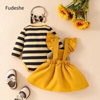 Bộ quần áo trẻ em FUDESHE, Váy treo ong thêu 0-2 tuổi, Phim hoạt hình có băng đô Bộ áo liền quần sơ sinh cho trẻ mới biết đi