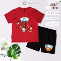 Bộ Quần Áo Trẻ Em KUN ĐÁ BANH Cotton Xịn 4 Chiều Quần Xẻ Túi Từ 7kg đến 32kg 4 Màu , Bộ Quần Áo Cho Bé Anam Store