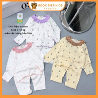 Bộ quần áo trẻ em thu đông cổ bèo cho bé gái in cherry dễ thương Ngọc Diệp Kids -Hỗ trợ đổi size