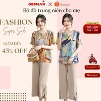 Bộ quần áo trung niên nữ cho mẹ cực mềm mát, co giãn nhẹ_ms510 bộ lá thu mới gomar