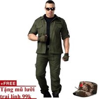 Bộ quần áo túi hộp kaki lính mỹ tặng mũ lưỡi trai [cao cấp]