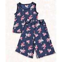 Bộ Quần Áo Voan Hoa Sọc Sát Nách Tanktop Quần Ngố Ống Rộng Cạp Chun AUW Hàng Xuất Xịn Chất Cao Cấp Mịn Đẹp Siêu Mát